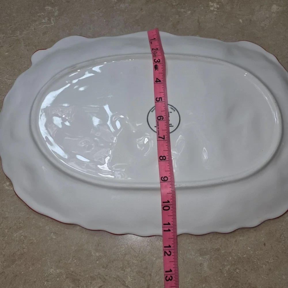 Pier 1 Imports Snowman Christmas Turkey Cookie Serving Platter Large Ceramic